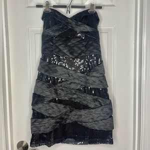 Arden B Sequin Pleated Mini Dress- Black Size Medium